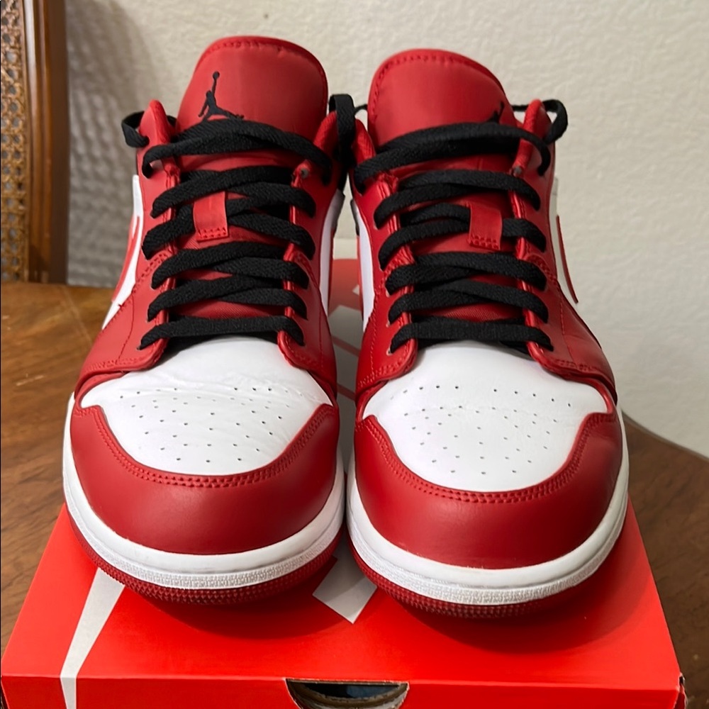 Jordan Red and White Low-Top Sneakers